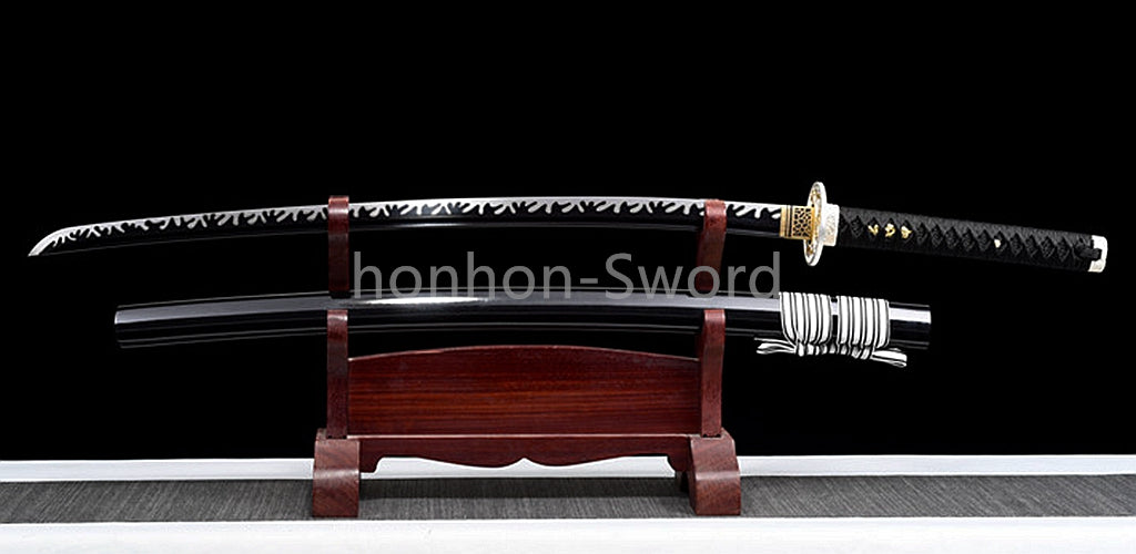 Japanese Katana 1095 High Carbon Steel Samurai Sword Full Tang Sharp Real Black