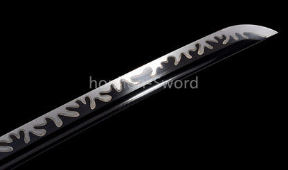 Japanese Katana 1095 High Carbon Steel Samurai Sword Full Tang Sharp Real Black