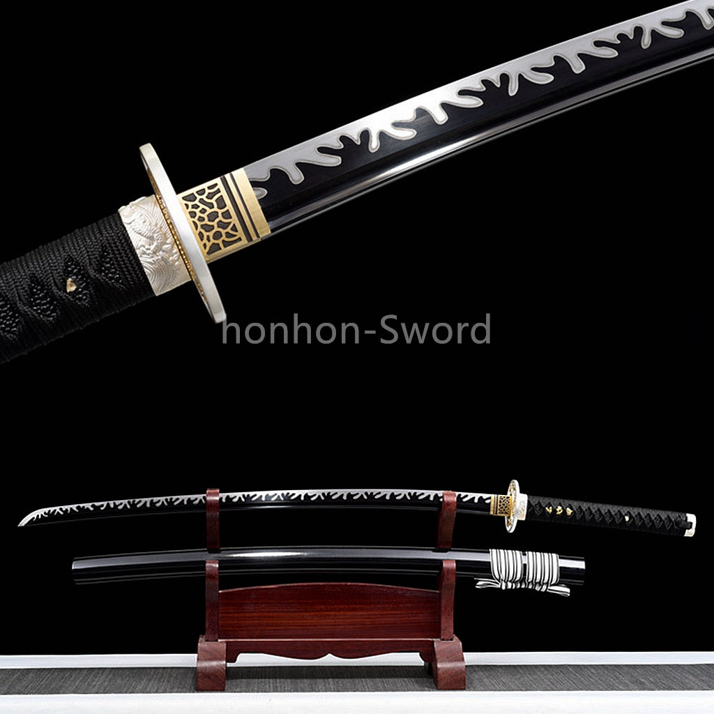 Japanese Katana 1095 High Carbon Steel Samurai Sword Full Tang Sharp Real Black