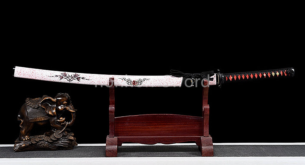 Japanese Katana 1095 High Carbon Steel Samurai Sword Full Tang Sharp Real Pink