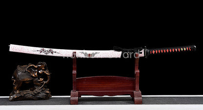 Japanese Katana 1095 High Carbon Steel Samurai Sword Full Tang Sharp Real Pink