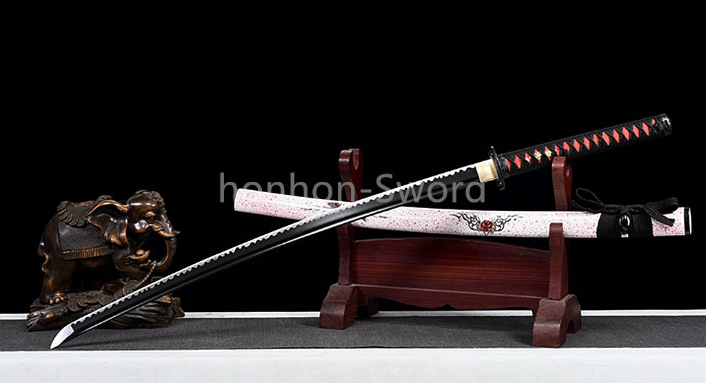 Japanese Katana 1095 High Carbon Steel Samurai Sword Full Tang Sharp Real Pink