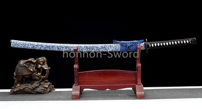 Katana en acier à haute teneur en manganèse, épée de samouraï japonais, prête pour la bataille, Saya blanche dorée 