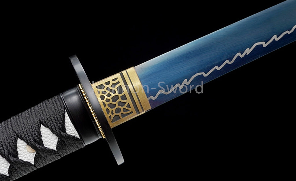 Katana en acier à haute teneur en manganèse, épée de samouraï japonais, prête pour la bataille, Saya blanche dorée 