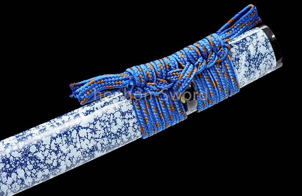 Katana en acier à haute teneur en manganèse, épée de samouraï japonais, prête pour la bataille, Saya blanche dorée 