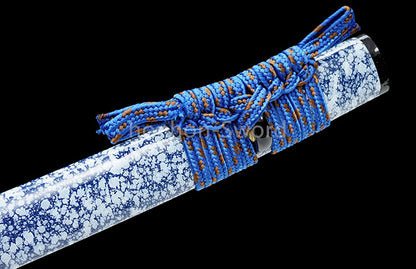 Katana en acier à haute teneur en manganèse, épée de samouraï japonais, prête pour la bataille, Saya blanche dorée 