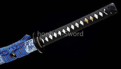 Katana en acier à haute teneur en manganèse, épée de samouraï japonais, prête pour la bataille, Saya blanche dorée 