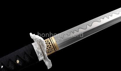 1095 Kohlenstoffstahl Katana Blaue Klinge Japanisches Samurai-Schwert Full Tang Schwarz 