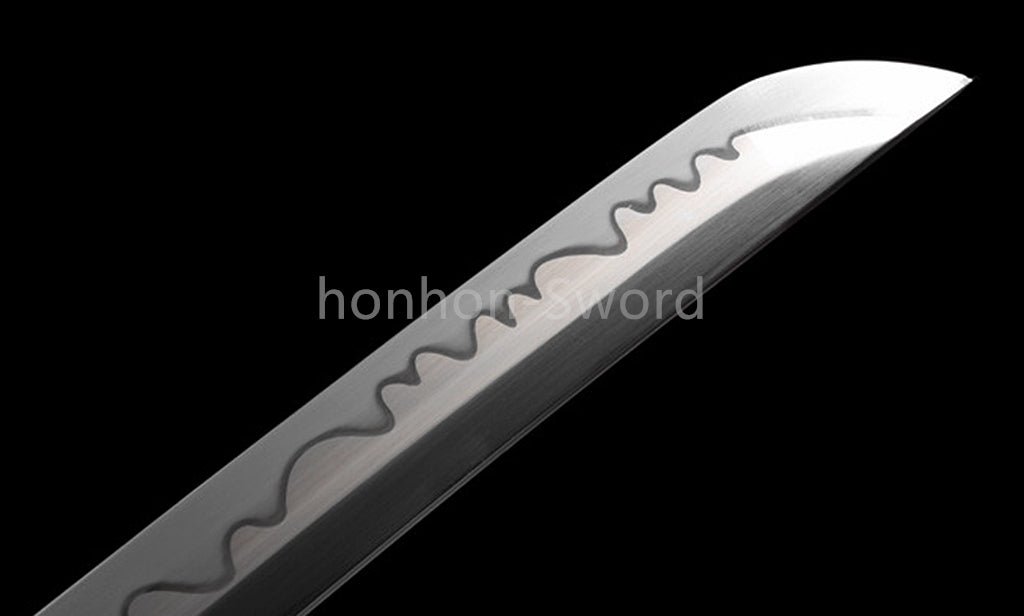 1095 Kohlenstoffstahl Katana Blaue Klinge Japanisches Samurai-Schwert Full Tang Schwarz 