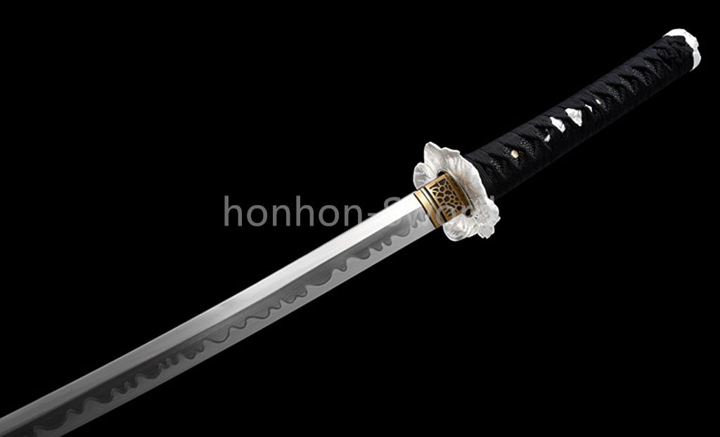 1095 Kohlenstoffstahl Katana Blaue Klinge Japanisches Samurai-Schwert Full Tang Schwarz 