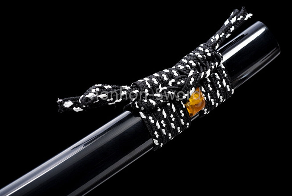 1095 Kohlenstoffstahl Katana Blaue Klinge Japanisches Samurai-Schwert Full Tang Schwarz 