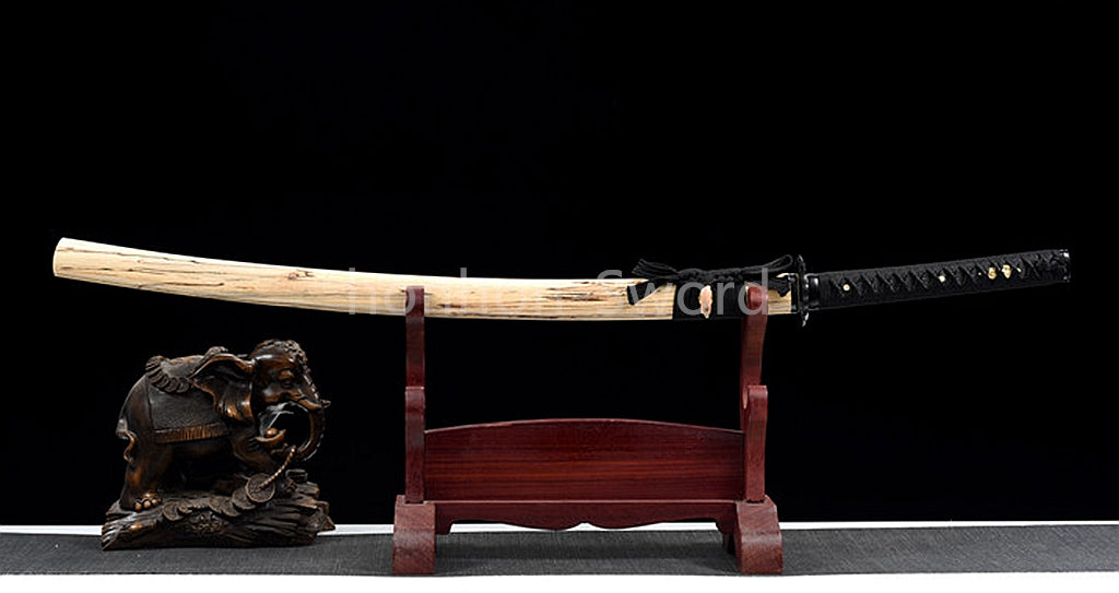 1095 Kohlenstoffstahl Katana Blaue Klinge Japanisches Samurai-Schwert Full Tang Schwarz 