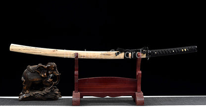 1095 Kohlenstoffstahl Katana Blaue Klinge Japanisches Samurai-Schwert Full Tang Schwarz 