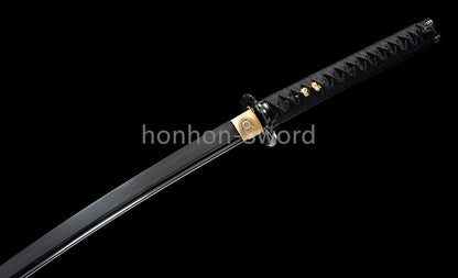 1095 Kohlenstoffstahl Katana Blaue Klinge Japanisches Samurai-Schwert Full Tang Schwarz 