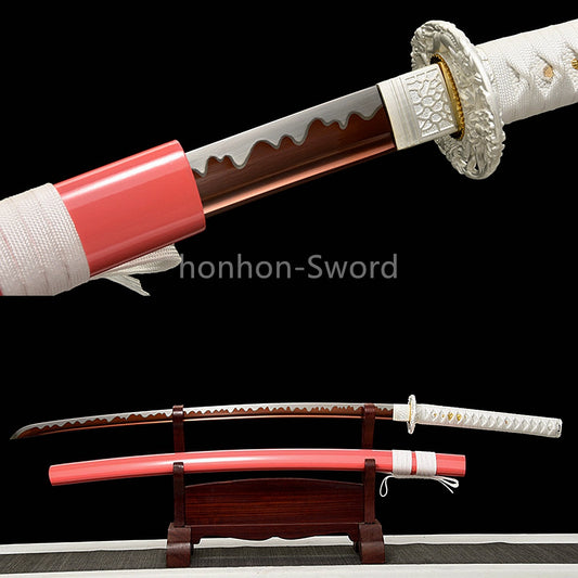 1095 Kohlenstoffstahl Katana Blaue Klinge Japanisches Samurai-Schwert Full Tang Schwarz 