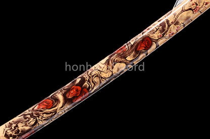 1095 Kohlenstoffstahl Katana Blaue Klinge Japanisches Samurai-Schwert Full Tang Schwarz 