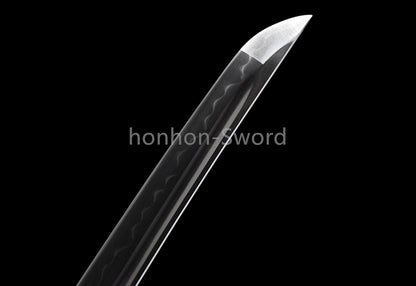 1095 Kohlenstoffstahl Katana Blaue Klinge Japanisches Samurai-Schwert Full Tang Schwarz 