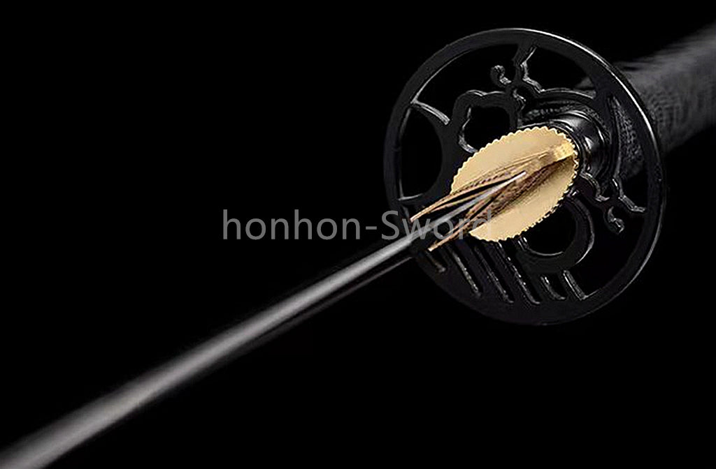 1095 Kohlenstoffstahl Katana Blaue Klinge Japanisches Samurai-Schwert Full Tang Schwarz 