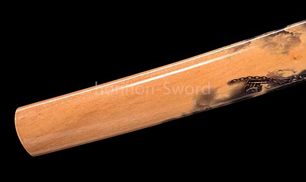 1095 Kohlenstoffstahl Katana Blaue Klinge Japanisches Samurai-Schwert Full Tang Schwarz 