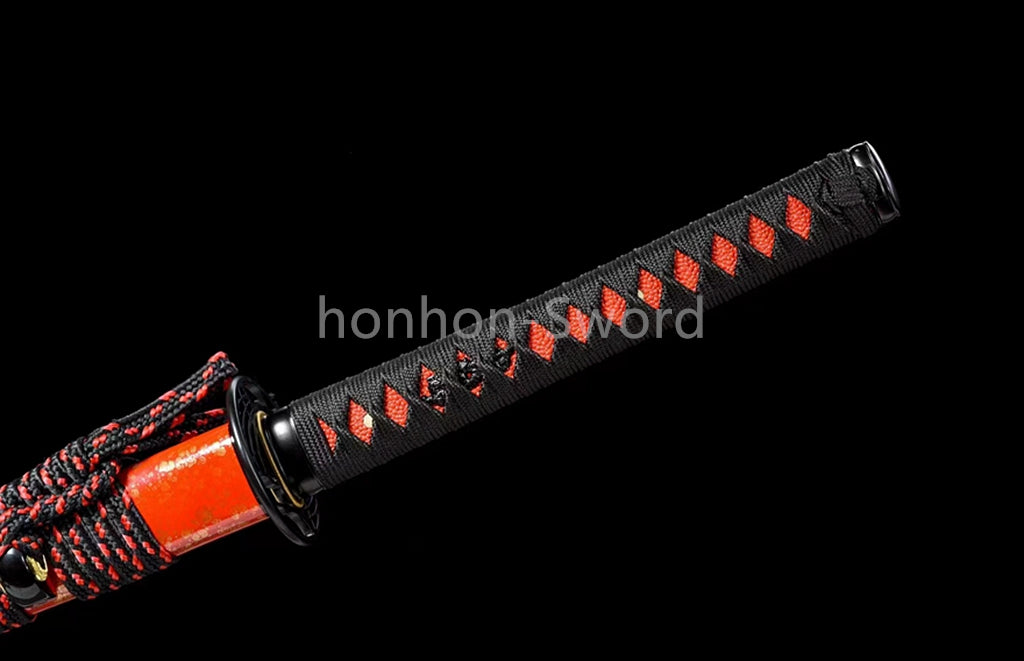 High Manganese Steel Japanese Budget Katana Samurai Sword Full Tang Real For Battle Red