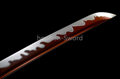 High Manganese Steel Japanese Budget Katana Samurai Sword Full Tang Real For Battle Red