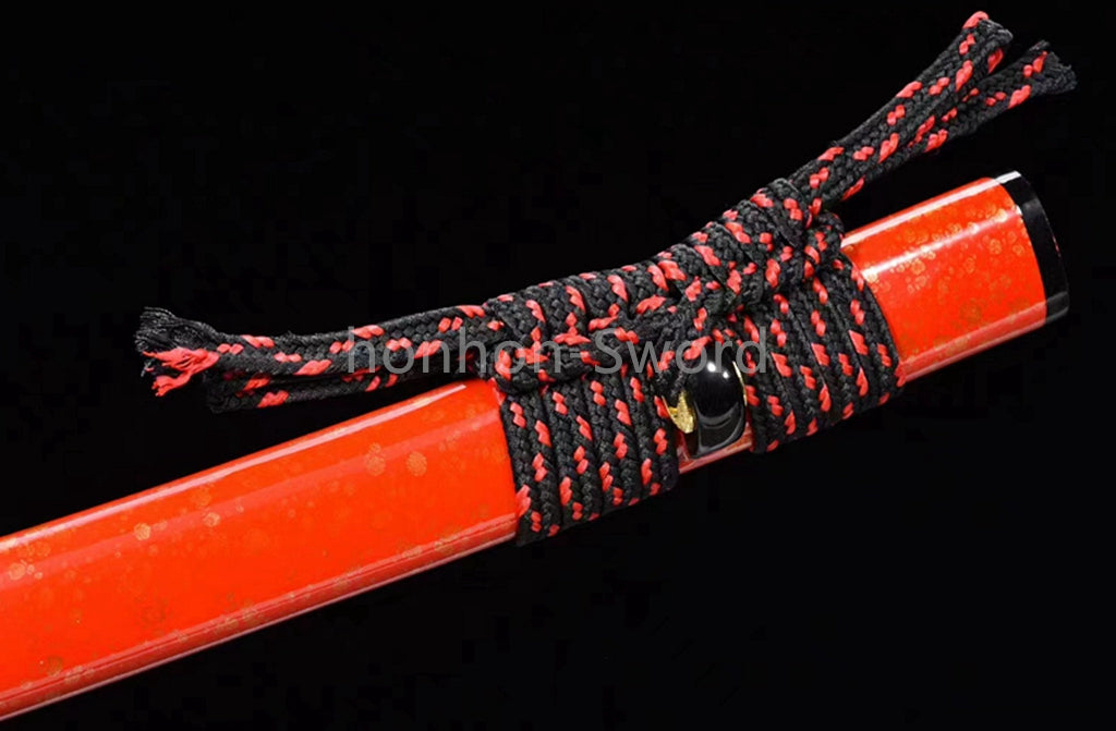 High Manganese Steel Japanese Budget Katana Samurai Sword Full Tang Real For Battle Red