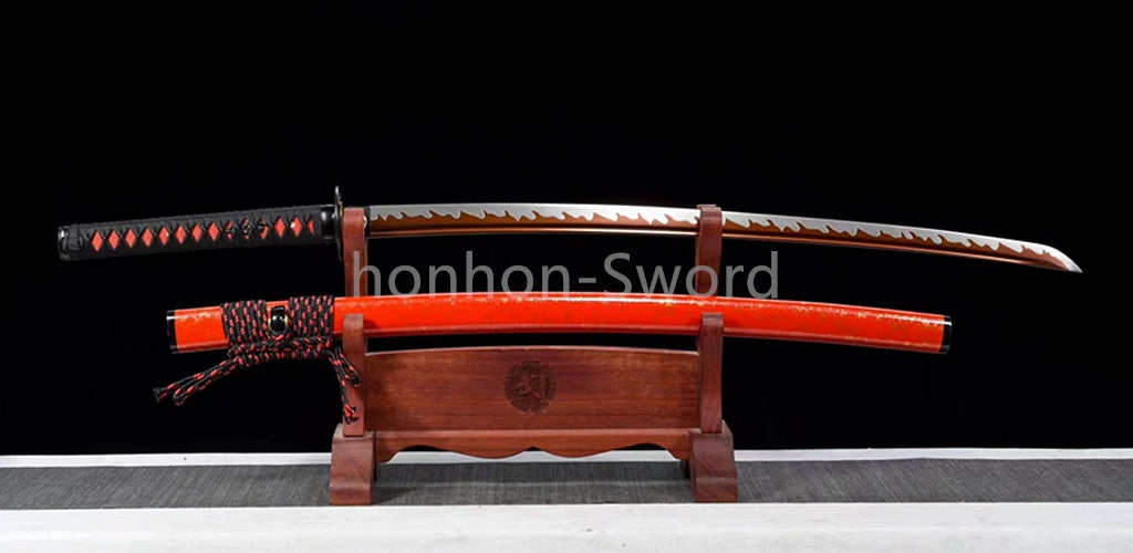High Manganese Steel Japanese Budget Katana Samurai Sword Full Tang Real For Battle Red