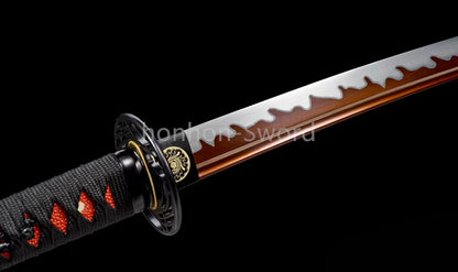 High Manganese Steel Japanese Budget Katana Samurai Sword Full Tang Real For Battle Red