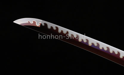 High Manganese Steel Japanese Budget Katana Samurai Sword Full Tang Real For Battle Purple