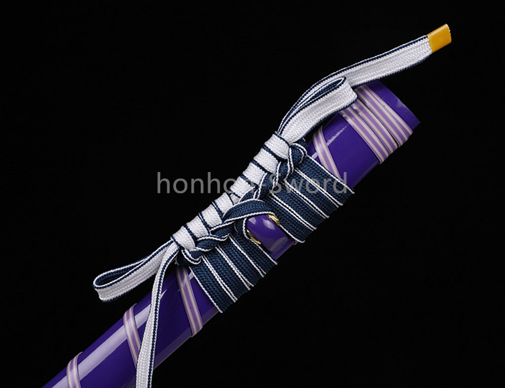 High Manganese Steel Japanese Budget Katana Samurai Sword Full Tang Real For Battle Purple
