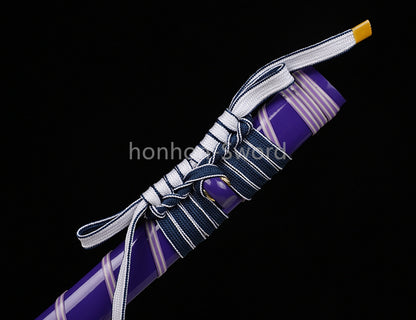High Manganese Steel Japanese Budget Katana Samurai Sword Full Tang Real For Battle Purple