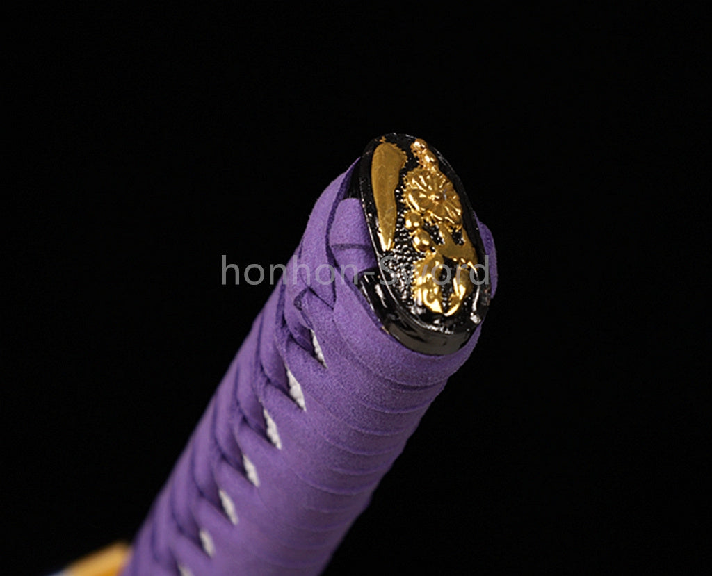 High Manganese Steel Japanese Budget Katana Samurai Sword Full Tang Real For Battle Purple