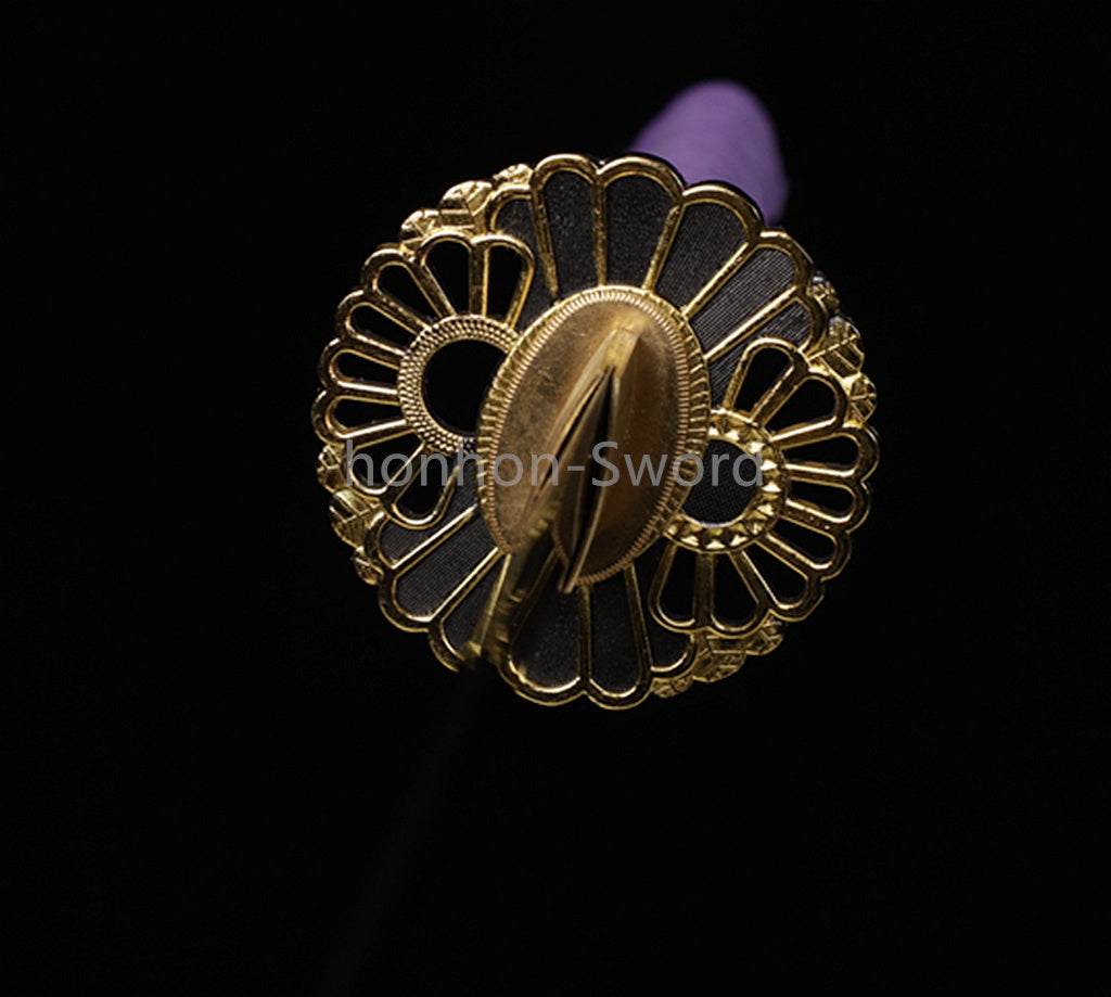 High Manganese Steel Japanese Budget Katana Samurai Sword Full Tang Real For Battle Purple