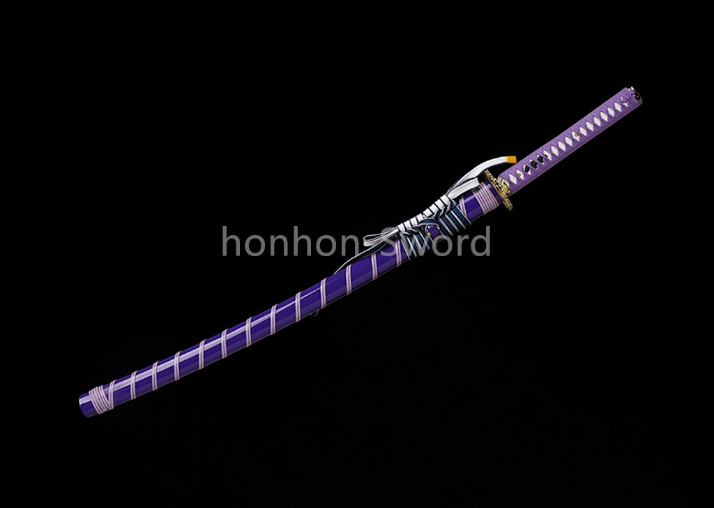 High Manganese Steel Japanese Budget Katana Samurai Sword Full Tang Real For Battle Purple