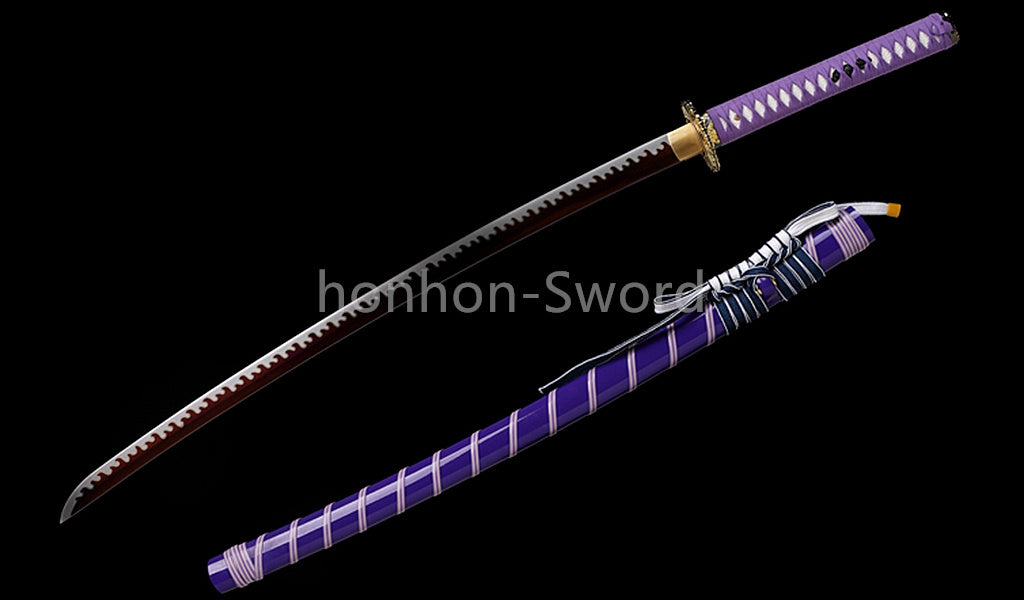 High Manganese Steel Japanese Budget Katana Samurai Sword Full Tang Real For Battle Purple