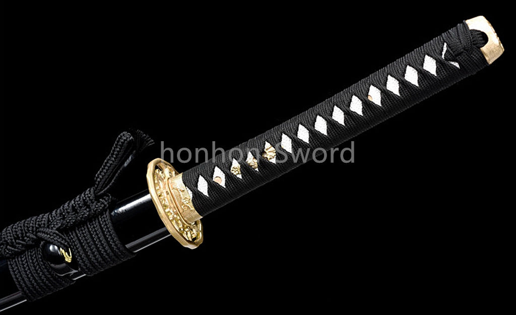 High Manganese Steel Purple Blade Japanese Katana Samurai Sword Full Tang Real For Battle Black