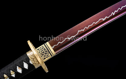 High Manganese Steel Purple Blade Japanese Katana Samurai Sword Full Tang Real For Battle Black