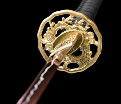 High Manganese Steel Purple Blade Japanese Katana Samurai Sword Full Tang Real For Battle Black