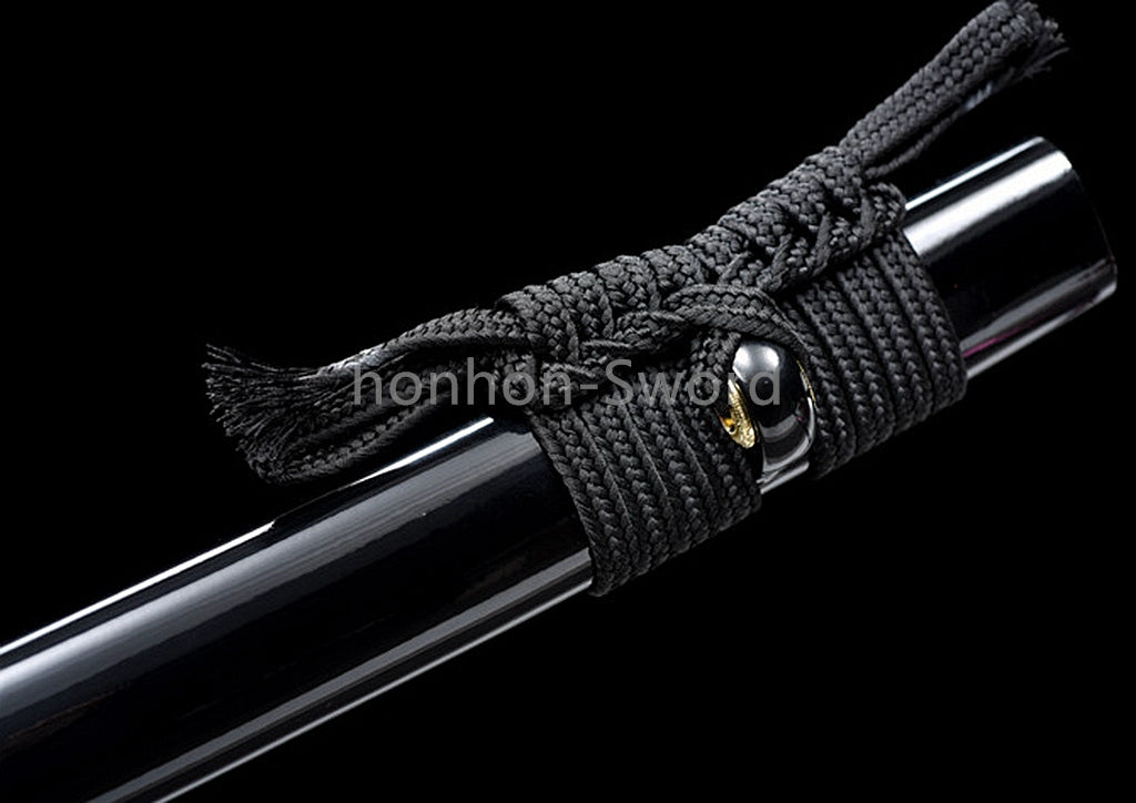 High Manganese Steel Purple Blade Japanese Katana Samurai Sword Full Tang Real For Battle Black