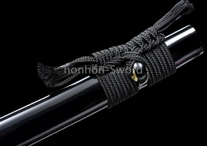 High Manganese Steel Purple Blade Japanese Katana Samurai Sword Full Tang Real For Battle Black