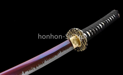 High Manganese Steel Japanese Katana Samurai Sword Full Tang Real For Battle Black