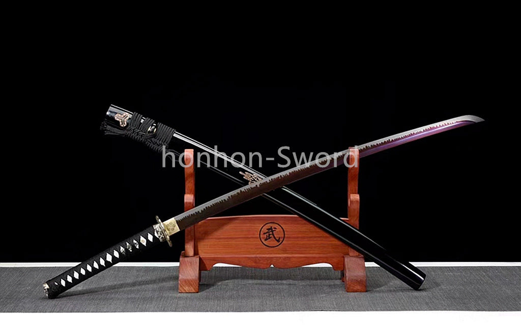 High Manganese Steel Japanese Katana Samurai Sword Full Tang Real For Battle Black