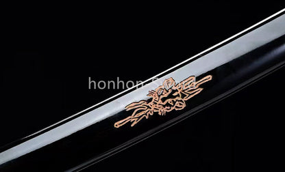 High Manganese Steel Japanese Katana Samurai Sword Full Tang Real For Battle Black