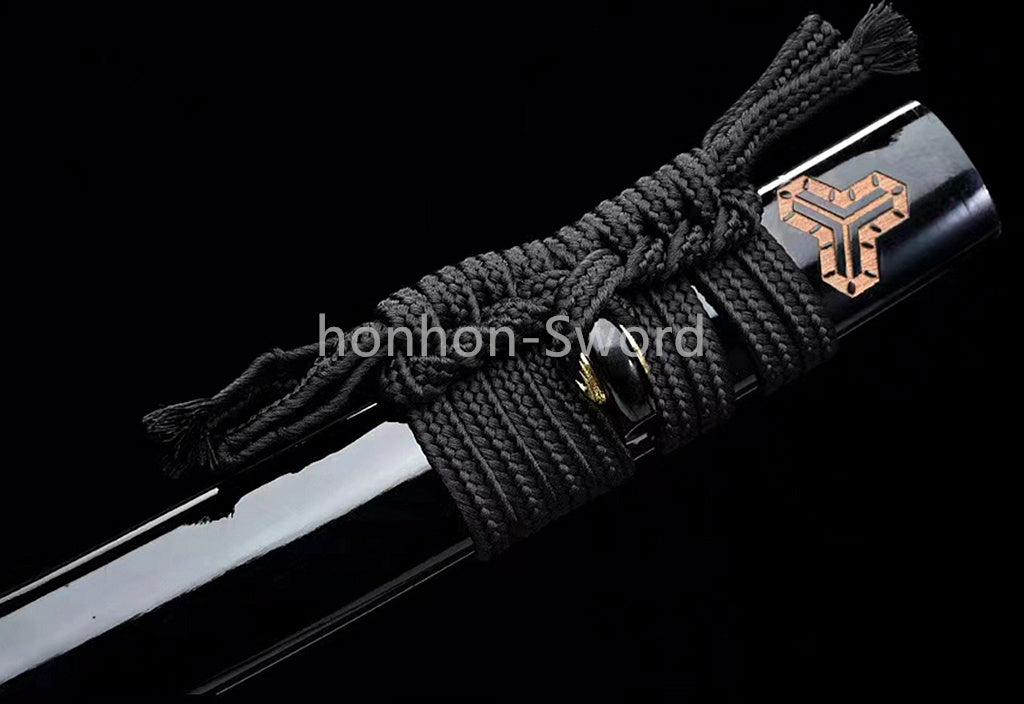 High Manganese Steel Japanese Katana Samurai Sword Full Tang Real For Battle Black
