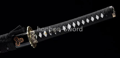High Manganese Steel Japanese Katana Samurai Sword Full Tang Real For Battle Black