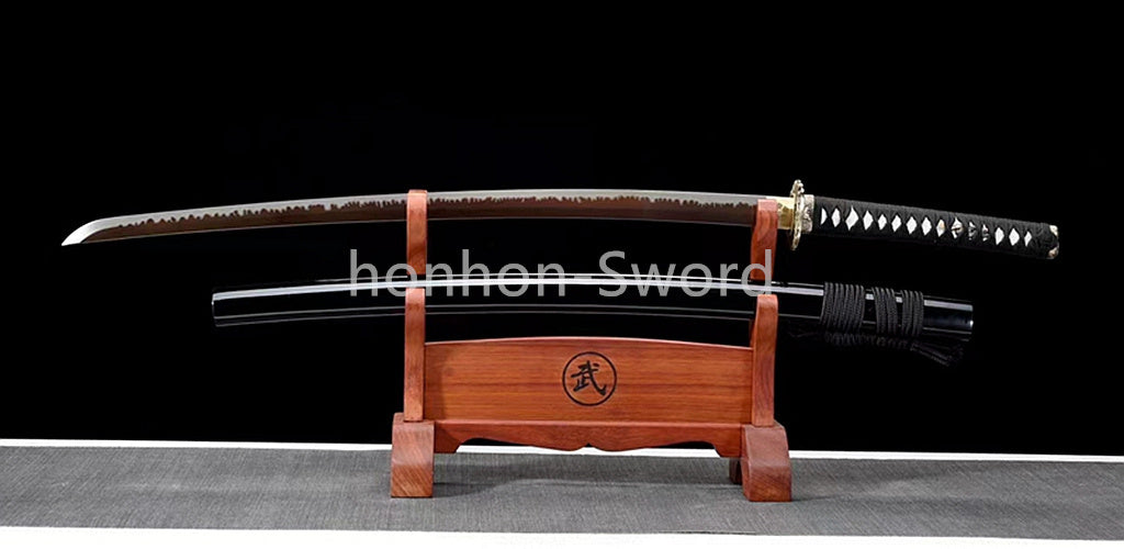 High Manganese Steel Japanese Katana Samurai Sword Full Tang Real For Battle Black