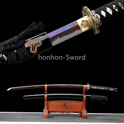 High Manganese Steel Japanese Katana Samurai Sword Full Tang Real For Battle Black