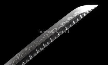 T10 Clay Tempered Japanese Katana Samurai Sword Hammering Pattern Hand Paint Sheath