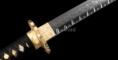 T10 Clay Tempered Japanese Katana Samurai Sword Hammering Pattern Hand Paint Sheath