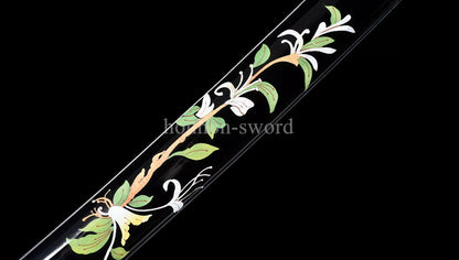 T10 Clay Tempered Japanese Katana Samurai Sword Hammering Pattern Hand Paint Sheath